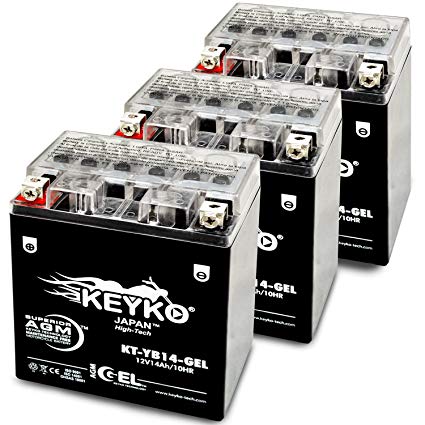 Manco 260CC 8265L, 2006 Battery YTX14AHL Maintenance Free Battery AGM/GEL Motorcycle Extreme High Performance Replacement Genuine KEYKO - 3 Pack