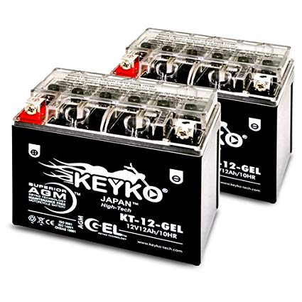 Honda 450CC TRX450, FourTrax Foreman S, ES, 1998-2004 Battery YTX12-BS Maintenance Free AGM-GEL Motorcycle Extreme High Performance Battery Replacement SLA 12V 12Ah Genuine KEYKO - 2 Pack