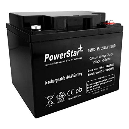 PowerStar12V 45AH SLA AGM Battery For POWERSONIC PS12400NB POWERSONIC PS12400NB