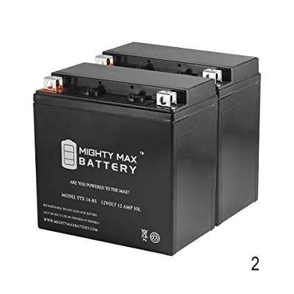 Mighty Max Battery YTX14-BS 12V 12AH Replaces Honda ATV FourTrax TRX 300 350 450-2 Pack brand product